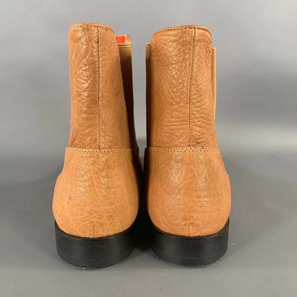 PAOLO SHOES Size 10 Tan Purple Crackled Leather Chelsea Boots